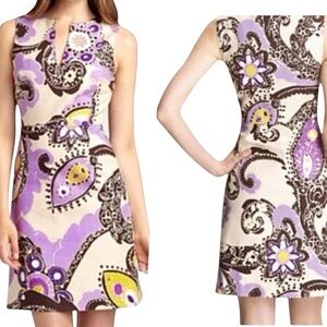 Kate Spade Kieran Purple Paisley Moroccan Sleeveless Cotton Sheath Dress…